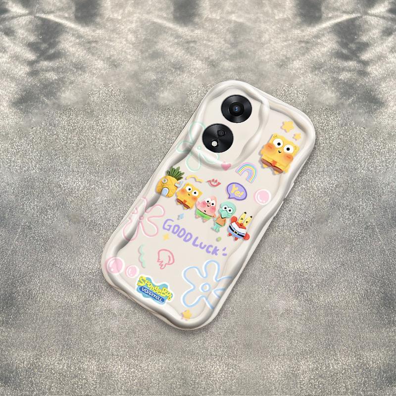 Thích hợp cho OPPO A18 A38 A58 A60 A17 A17K 4G 3D Điện thoại thông minh TPU mềm SpongeBob SquarePants Vỏ điện thoại chống sốc