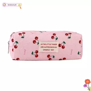 Bút chì BEABOUT, Túi đựng bút in hình anh đào dung tích lớn, Túi văn phòng phẩm Kawaii