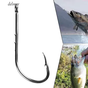 DELMER 100 Chiếc Offset Mồi Nẹp Móc Câu Cá Bay 100 Cái / hộp Thép Carbon Cao Sắc Nét Bay Phụ Kiện Câu Cá Chống Rỉ Sét Móc Cá Thép Gai