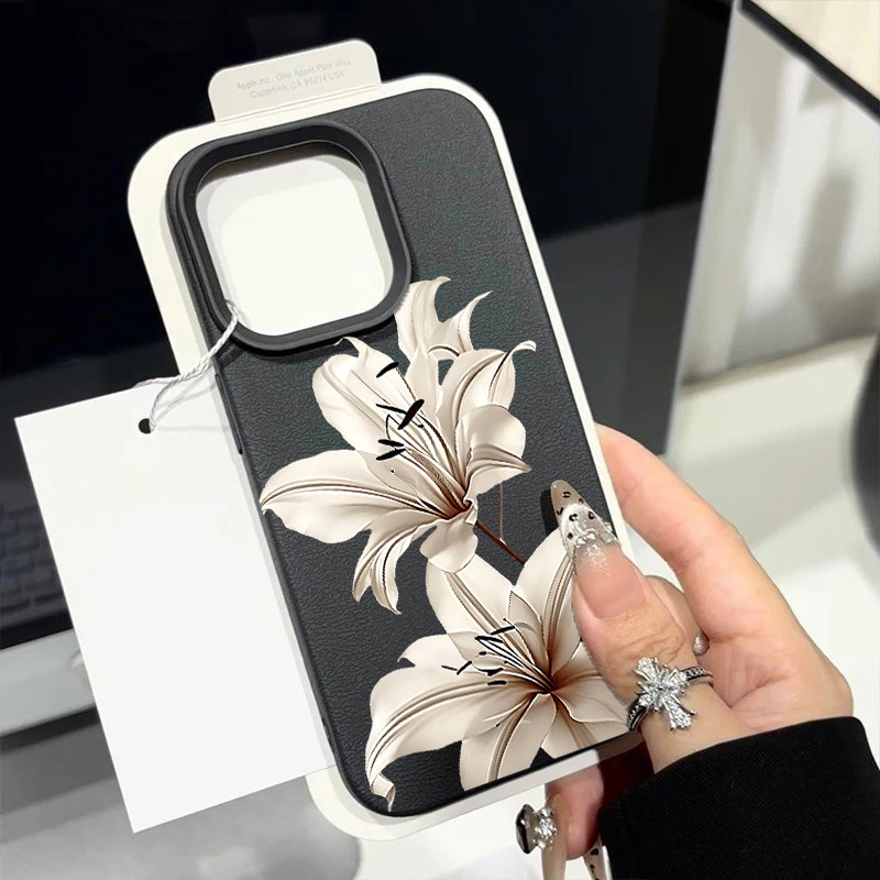 Thanh Lịch Vintage Lily Hoa Dành Cho Motorola Moto Edge 70 50 Neo Pro 50 60 Fusion Stylus G84 G05 G15 G34 G75 G85 G54 G35 Vỏ Điện Thoại Di Động Họa Tiết Lichee Thời Trang Silicon