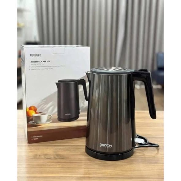 Ấm Siêu Tốc GKÖCH Germany 1.7L 1800W | Inox Cao Cấp | Đế Xoay 360° | Thiết Kế Tối Giản Sang Trọng
