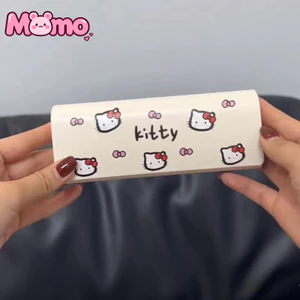 Hộp đựng kính PU bằng da hoạt hình Hello Kitty Hộp đựng kính từ tính dễ thương cho học sinh