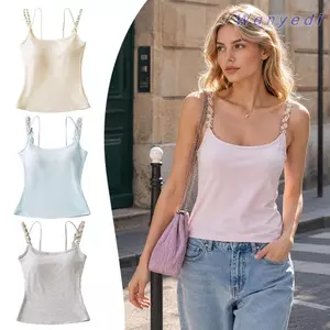 WANYEDI Dây Đeo Áo Vest, Thiết Kế Gợi Cảm Hiệu Ứng Giảm Béo Nữ Camisole, Dây Đeo Vai Đôi In Hoa Dây Đeo Có Thể Điều Chỉnh Áo Ngực Đệm Top Mùa Hè