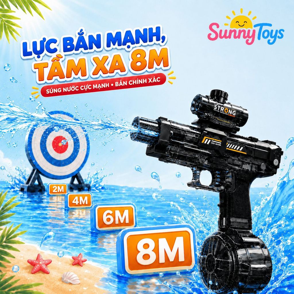 Đồ Chơi Phun Nước Điện T60 SunnyToys - Tự Động Phun Nước, Bình Chứa Lớn Cho Bé Chơi Ngoài Trời