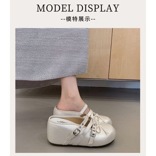 Phụ Nữ Slip-On Đế Dày Tăng Chiều Cao Bên Trong Mary Jane Nửa Dép Nữ Phù Hợp Với Váy Mùa Xuân Mùa Hè Phong Cách Mới Dép Dép Ngoài Chúng Tôi
