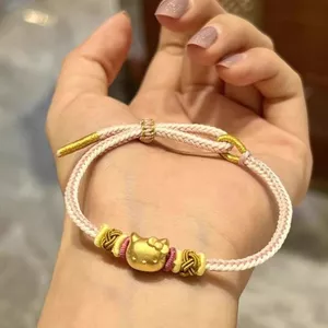 Mới Phong Cách Trung Hoa Mèo KT Dệt Tay Dây Đỏ Vòng Tay Tự Làm Bạn Gái Quà Tặng Sinh Nhật Phong Cách Dễ Thương Dây Tay Cao Cấp