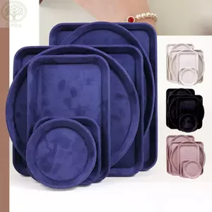 Khay trưng bày trang sức AMLU, Khay đựng đồ trang sức màu trơn tinh tế, DIY Luxury Velvet Blank Box Trưng bày phụ kiện trưng bày