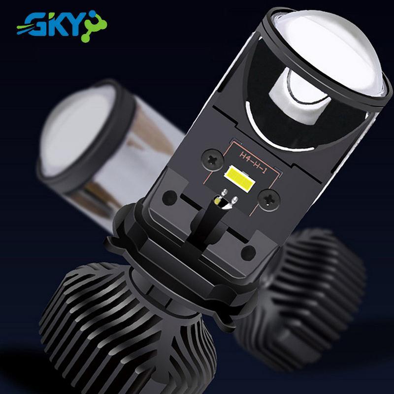 GKY 1 Cái T9 Đèn Pha Led Ô Tô H4 Gần Xa Tích Hợp Siêu Sáng Đèn Pha Xe Máy Điện Ống Kính Đôi Y9 GKY