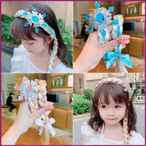 YT4 Frozen Elsa Công Chúa Tóc Giả Dây Tóc Tóc Dây Buộc Tóc Kẹp Tóc Cho Trẻ Em Bé Gái Kỳ Lân Nơ Nút Kẹp Tóc Băng Đô H