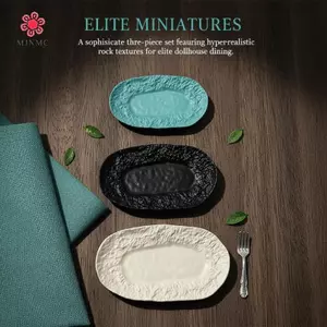 MJnmc Mini Pháp Nhà Búp Bê Khay Tấm Khắc Bít Tết Đĩa Ro Hoa Văn Bộ Cho Trẻ Em Giả Vờ Chơi Bộ Đồ Ăn Mới