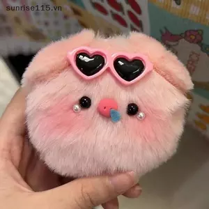 SRVN Squeak Lợn Ngọc Trai Dễ Thương Có Kính Mát Sang Trọng Búp Bê Móc Khóa Sáng Tạo Kawaii Lông Tơ Đồ Chơi Nhồi Bông Mềm Bapa Mặt Dây Chuyền Cho Trẻ Em Quà Tặng.