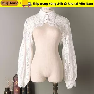 Khăn choàng chống nắng SNUGHOUSE, Cổ giả voan hoa, Áo khoác ren dáng rộng dễ thương cho bé gái