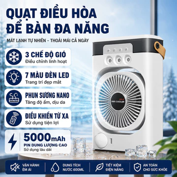 Quạt phun sương để bàn, Quạt điều hòa không khí, Quạt làm mát 3 tốc độ, Quạt sạc USB dung lượng lớn