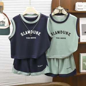 Trung Lớn Trẻ Em Mùa Hè Jersey Phù Hợp Với Áo Vest Không Tay Thể Thao Hai Mảnh Phù Hợp Với 90-170 Size GMEF