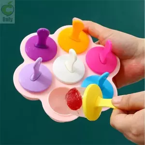 Khuôn Làm Kem ROLY, có Tay Cầm Khay Đá DIY, 7 Lỗ Thực Phẩm Đầy Nhựa Silicon Trái Cây Lắc Máy Làm Sinh Tố Trái Cây