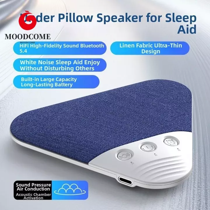 MOODCOME Dưới Gối Loa Ngủ, Loa Bluetooth Không Dây Âm Thanh Bluetooth 5.4 HiFi, Hỗ Trợ Thẻ TF Hẹn Giờ 3 Cấp Tích Hợp Gối Tiếng Ồn Trắng Loa Bluetooth Sử Dụng Phòng Ngủ