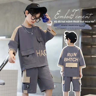 Bộ đồ mùa hè cho bé trai – Áo tay ngắn + quần shorts mỏng, phong cách năng động và thoải mái