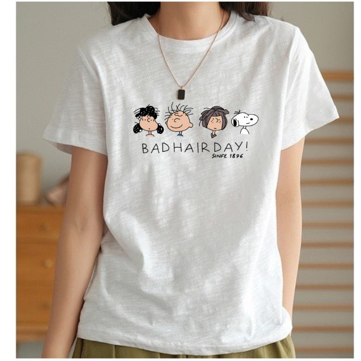 （Giao hàng 24h）Angela Áo thun Xược Nữ cổ tròn tay ngắn in hình Áo phông nữ cổ tròn, Chất Cotton xược, thun giấy