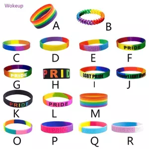 Woke Rainbow Silicone Dây Đeo Tay Dây Xích Phong Cách Vòng Tay Cao Su Chữ Niềm Tự Hào Các Loại Màu Tay Dây Đeo Tay Vòng Tay Đảng Thể Thao