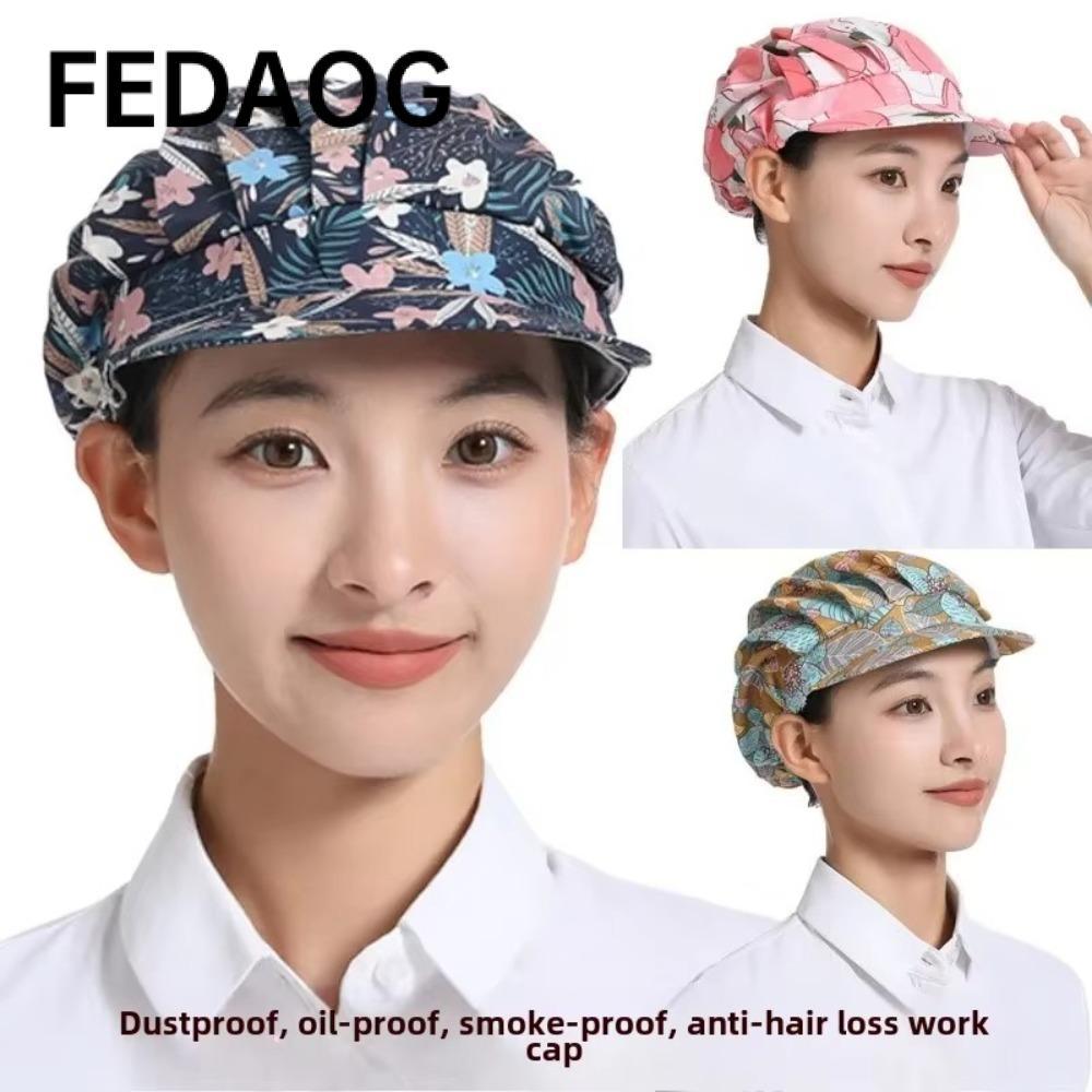 Mũ đầu bếp FEDAOG, Mũ nấu ăn chống dầu chống bụi, Đồng phục làm việc bằng bông in hoa Nhà hàng khách sạn