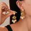 PNPIA- Retro Phóng Đại Đôi Mắt Lớn Bông Tai Dành Cho Nữ Vintage Giọt Nước Ngọc Trai Dép Sang Trọng Bông Tai Văn Phòng Tiệc Món Quà Trang Sức