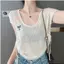 Áo thun ngắn tay dệt kim mỏng hơn dành cho nữ Mùa hè Phong cách mới Thiết kế thời trang Cảm giác trang trọng S