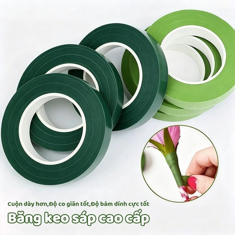 Băng Dính Sáp Quấn Cành Hoa DIY Xanh Đậm - 3/6 Cuộn Băng Keo Làm Thủ Công Bán Sỉ Lẻ Toàn Quốc
