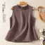 Văn Học Retro Màu Trơn Phong Cách Đơn Giản Không Tay Top Năm nay Áo Vest Nấm Cạnh Cổ Vải Lanh Cotton Quần Áo Nữ 5.26