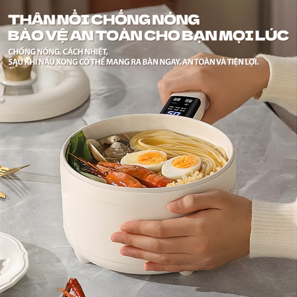 Nồi Điện Mini Đa Năng 2.0L/2.5L 600W Chống Dính Nấu Mì Lẩu Cơm Tiện Lợi Cho Sinh Viên Văn Phòng Bruboses