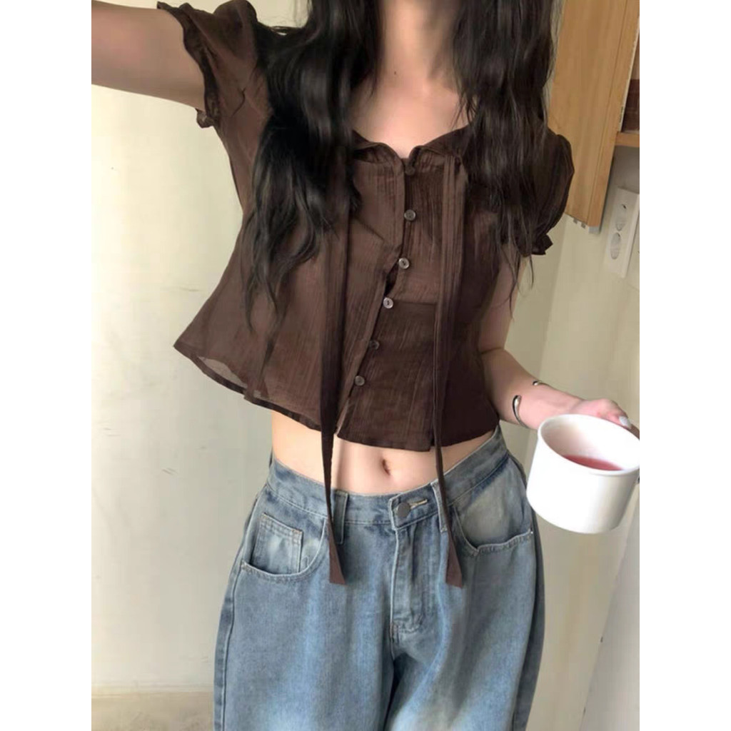 SUXI Áo sơ mi ngắn tay giản dị phong cách Hàn Quốc mới mùa hè 260527