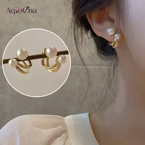 AqToCna Hàn Quốc Mới Ánh Sáng Sang Trọng Bông Tai Dành Cho Nữ Thời Trang Đôi Giả Ngọc Trai Ngọt Ngào Giá Rẻ Bông Tai Cô Gái Trang Sức Cho Người Phụ Nữ Quà Tặng AqToCna