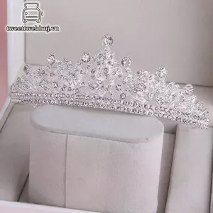 Nhíp Tóc Cưới Tiara Pha Lê Cô Dâu Tiara Vương Miện Màu Bạc Diadem Veil Tiaras Cưới Phụ Kiện Tóc Mũ Đội Đầu Trang Sức VN