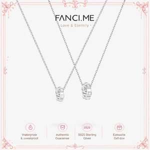 FANCIME "Khóa thời gian vô hạn" Cặp đôi hứa hẹn Dây chuyền bạc Sterling
