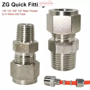 ITRUMPET 1 Cái Lắp Nhanh, 1 / 8 "1 / 4" 3 / 8 "1 / 2" Nam Ren Đến Đầu Nối Ống OD 304 SS 3-16mm, Thép Không Gỉ Đôi Ferrule Metric ZG Ống Lắp Cho Dầu Khí Nước