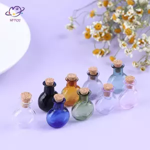 HFTOY 2 Chai Thủy Tinh Mini Chai Chúc Có Nút Chai Lọ Nhỏ Lọ Bảo Quản ~