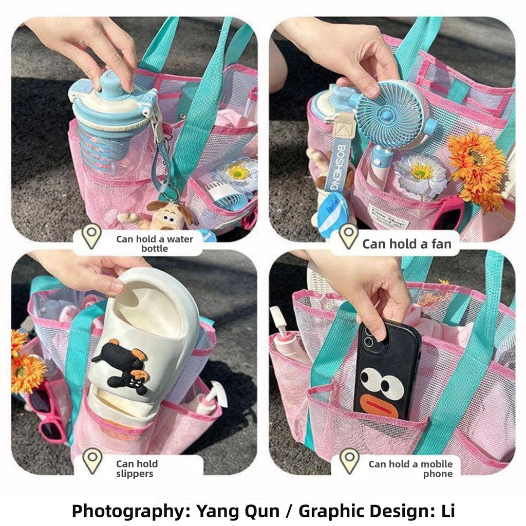 Túi Tote Đi Biển Lưới Mới Túi Bơi Dung Tích Lớn Có Nhiều Túi Thoáng Khí Nhẹ Di Động