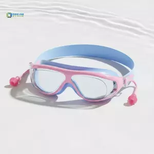 Kính bơi trẻ em Khung lớn chống tia cực tím Chống sương mù và nút tai cho thể thao dưới nước mới