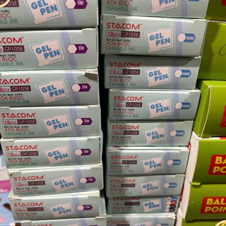 (Hộp 12 Cây) Bút Bi Gel Xóa Được Stacom GP105E 0.5mm – Viết Mượt, Xóa Dễ, Tiện Lợi Cho Học Tập