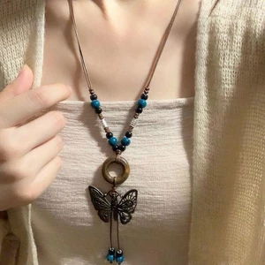 Bohemian Phong Cách Retro Bướm Vòng Cổ Dài Nữ Phong Cách Dân Tộc Áo Len Dây Xích Phụ Kiện