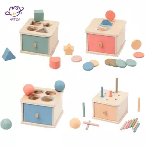 HFTOY Đồ chơi phân loại màu gỗ Hộp ngăn kéo Bảng bận rộn Trò chơi phù hợp với động cơ mịn Đồ chơi giác quan Học tập Montessori cho quà tặng cho bé ~