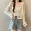 Áo chống nắng IFASIN, Áo len dệt kim cổ chữ V dài tay, Khăn choàng ngắn tay mỏng rỗng thông thường dành cho nữ