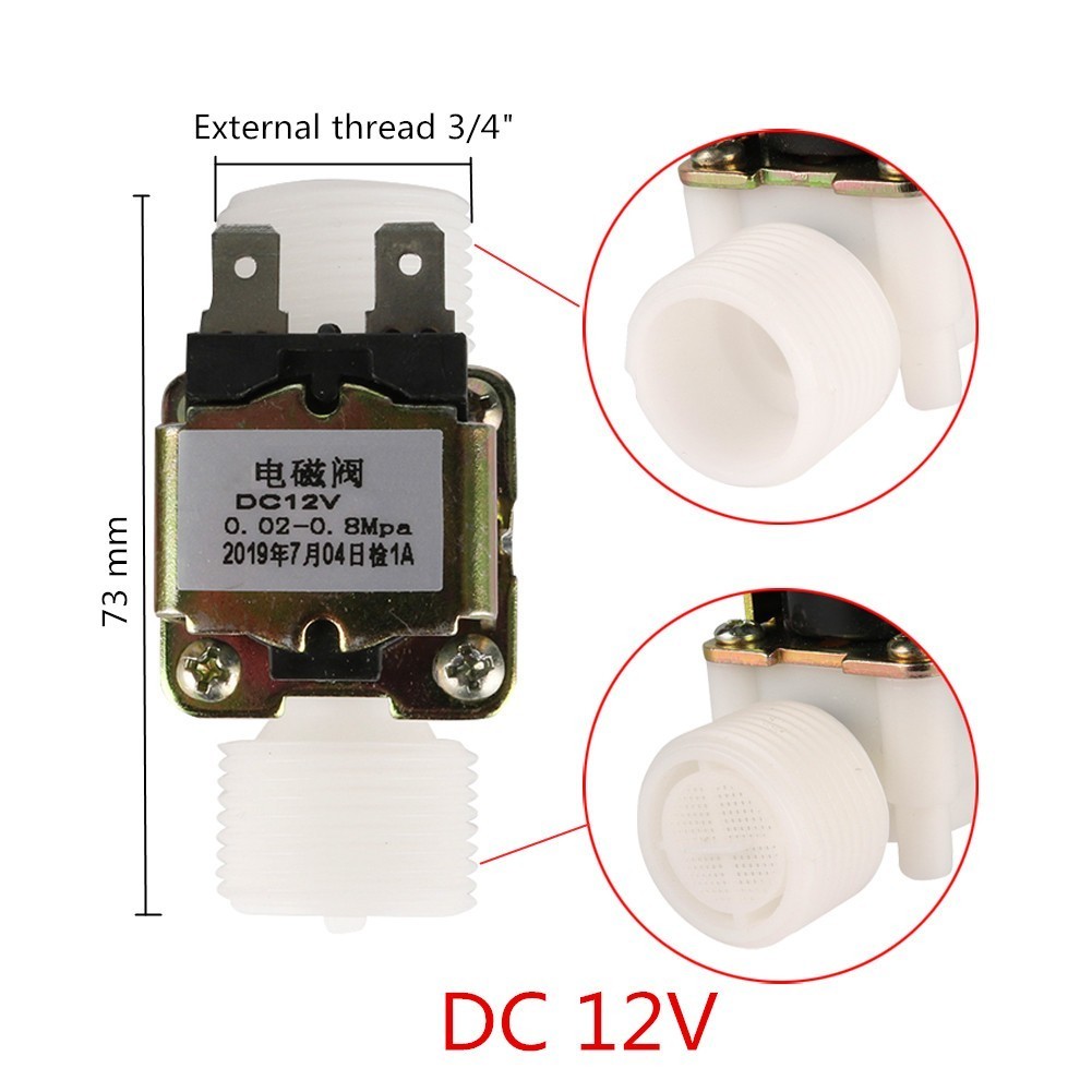 Van Điện Từ Nước 12VDC 220VAC Thường Đóng Có Áp Phi 13 Phi 21 Phi 27 Ren Ngoài