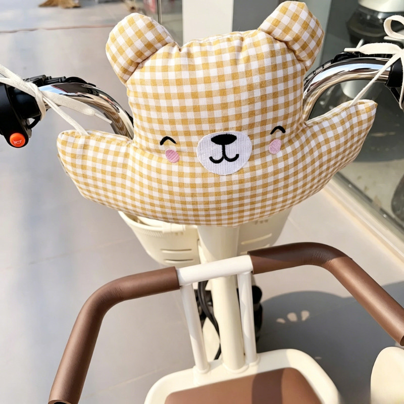 Đệm chống va xe điện cho bé - Gối bảo vệ đầu hình gấu, vải cotton, êm ái dày dặn,an toàn di chuyển