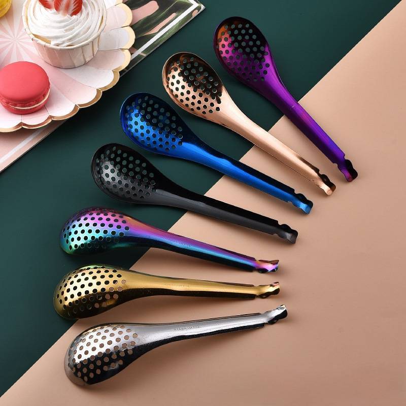 ECK 410 Thìa Nhà Bếp Bằng Thép Không Gỉ Có Lỗ Ẩm Thực Caviar Builder Roe Sauce Lọc Thìa Bền Nhà Bếp Nấu Ăn Tiện Ích HOT
