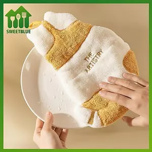 SWEET 2 Chiếc Mèo Dễ Thương Treo Khăn Nhà Bếp Khăn Tay Phòng Tắm Mềm Mại Thấm Hút Khăn Lau Hoạt Hình Trẻ Em Khăn n