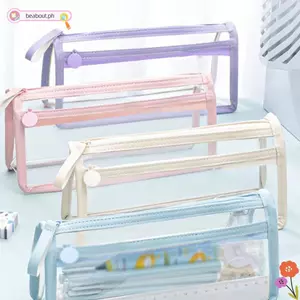 Túi đựng bút BEABOUT, Túi đựng văn phòng phẩm dung tích lớn hai lớp, Hộp đựng văn phòng phẩm trong suốt di động chống nước đa chức năng