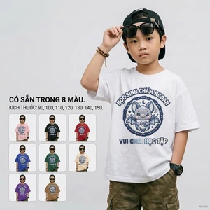 Áo thun bé trai nhỏ Thấm hút mồ hôi Mềm mịn Không gây kích ứng da Cho bé từ 2-12 tuổi Size 90-150 Mặc hằng ngà