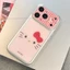 Gilding Pink Bowknot Cat Chain Glass Phone Case cho iPhone 17 Pro Max 16 15 14 13 Vỏ bảo vệ chống sốc