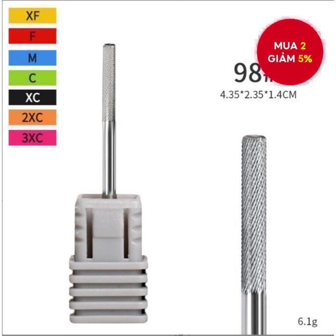  Mũi khoan móng tay bằng vonfram cacbua 3/32 dùng để loại bỏ lớp biểu bì, có hai chiều xoay, độ nhám mịn-XF, chuyên nghiệp loại bỏ gel cho việc làm móng tại nhà, salon hoặc chăm sóc bàn chân, màu bạc.