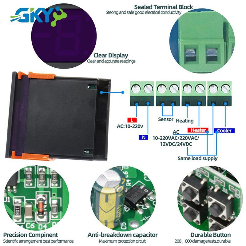 GKY LED Chất Lượng Đa Năng Kỹ Thuật Số STC-1000 Bộ Điều Khiển Nhiệt Độ DC12V DC24V AC110-220V Bộ Điều Khiển GKY